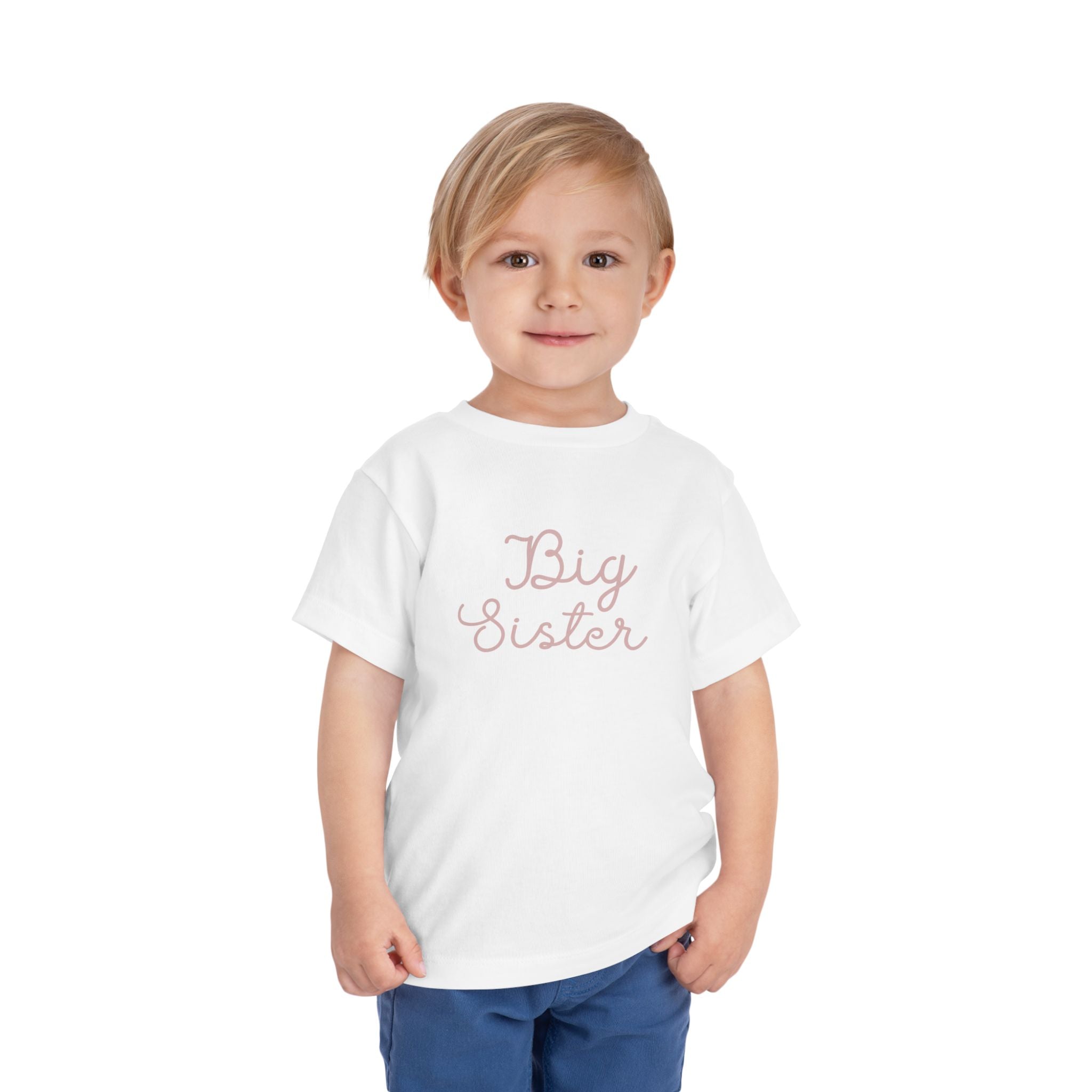 Pink Cursive - Big Sister Kids' T-Shirt -Gift for New Siblinngs - 3/4-7/8