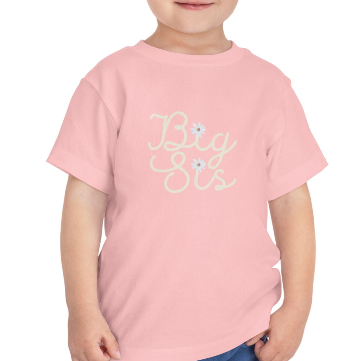 Big Sis Toddler Short Sleeve Tee - Cute Floral Design for Sibling Celebrations