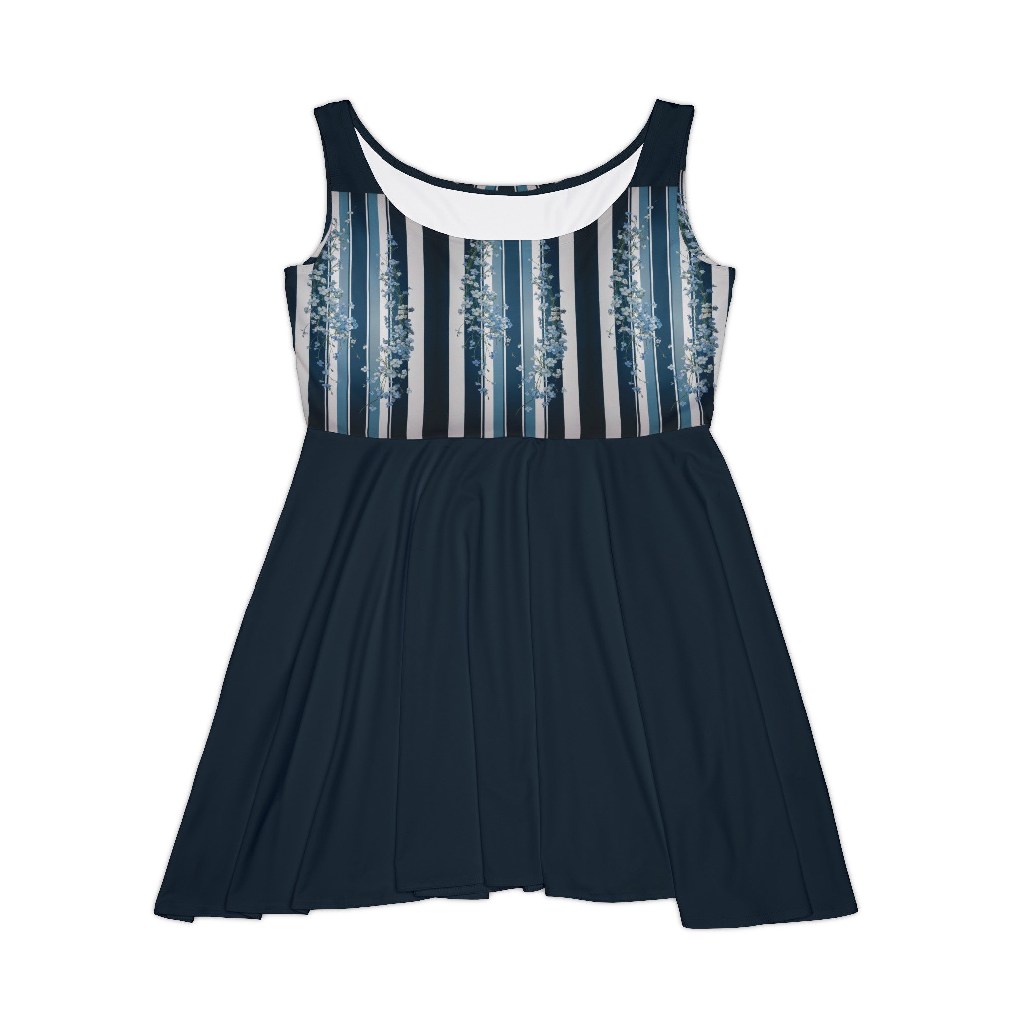 Forget-Me-Not Navy Women's Skater Dress (AOP)