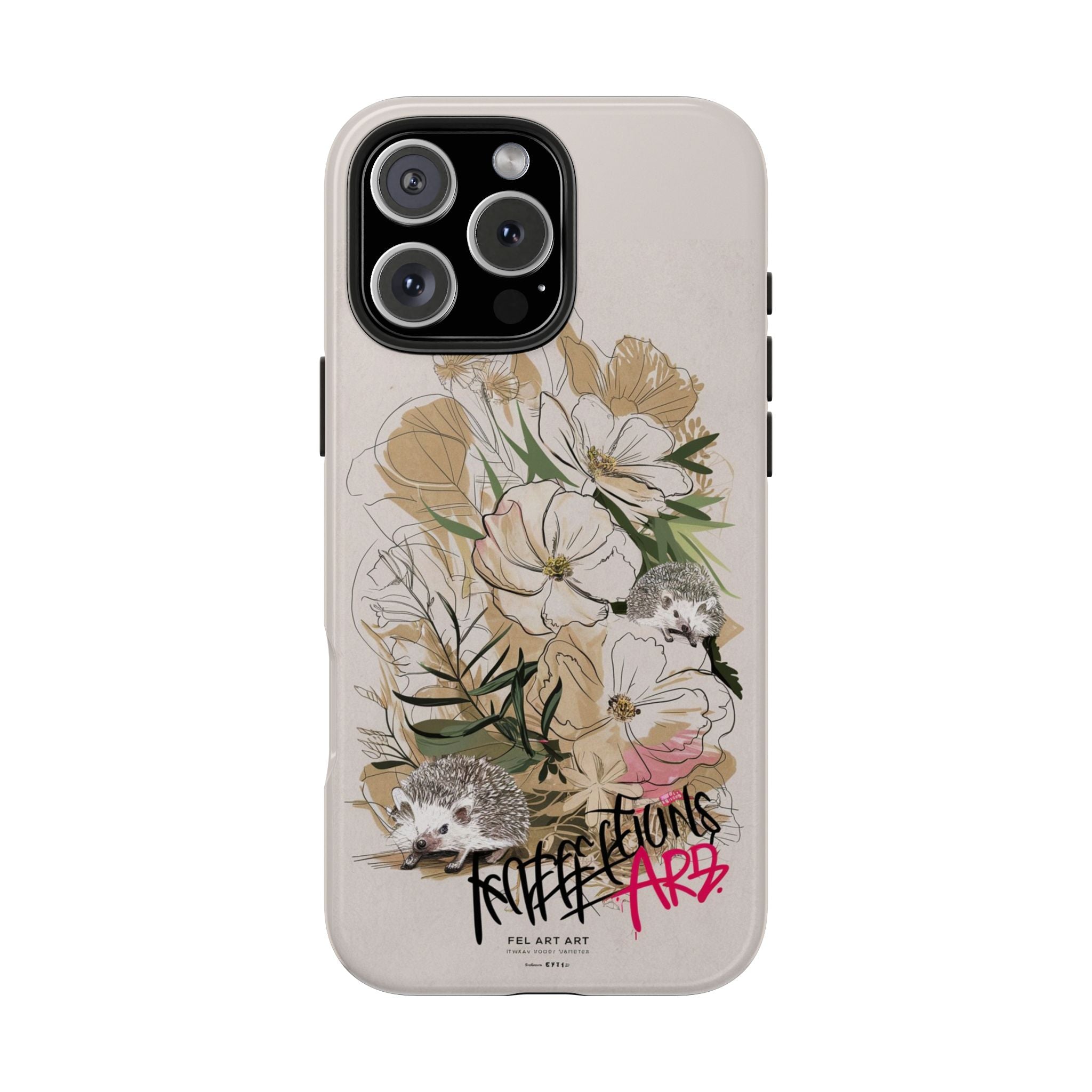 Hedgehog Garden Grafitti - Tough Case for iPhone 14, 15, 16 - Spruced Roost