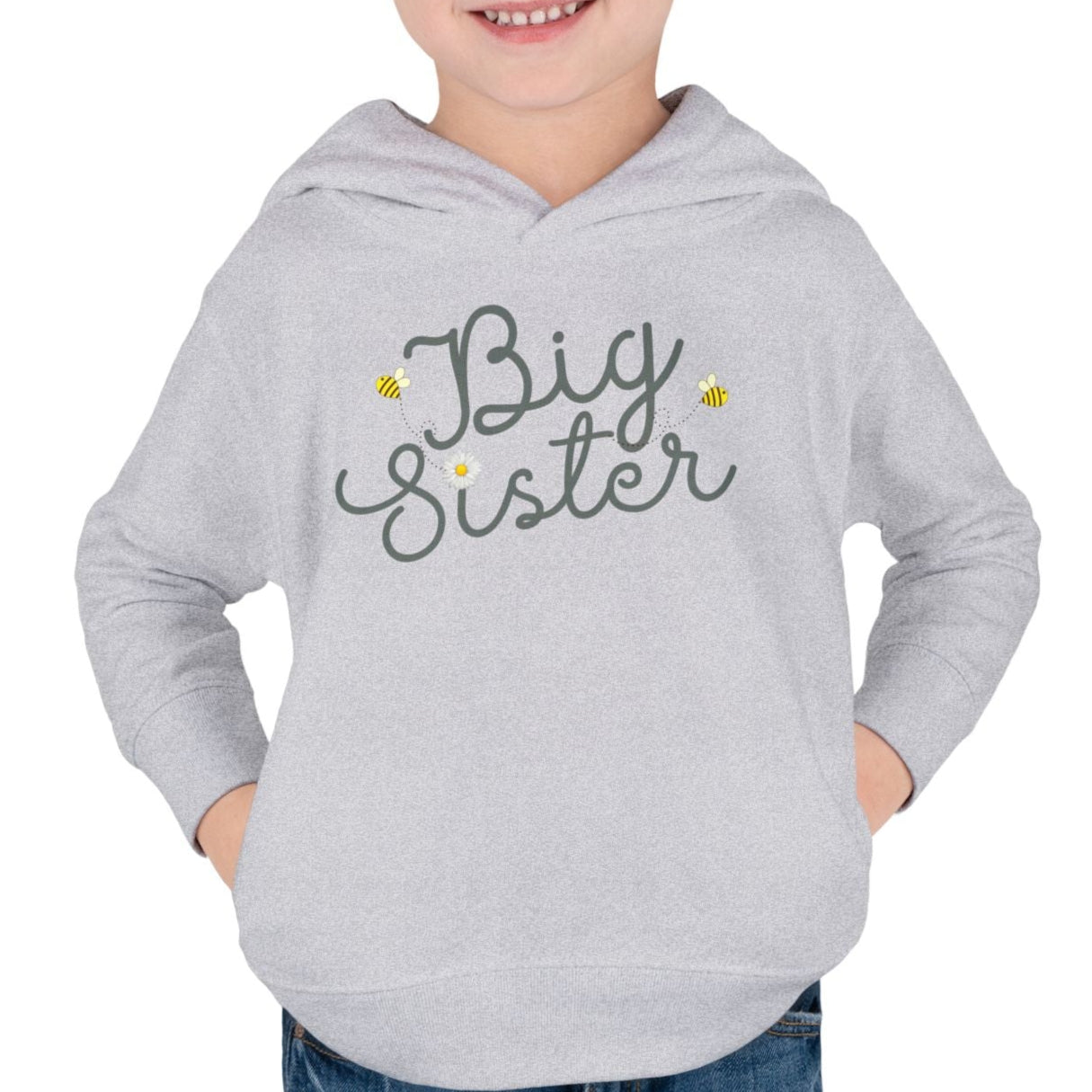 Bees Big Sister - Toddler Pullover Fleece Hoodie - Gift for Sisters