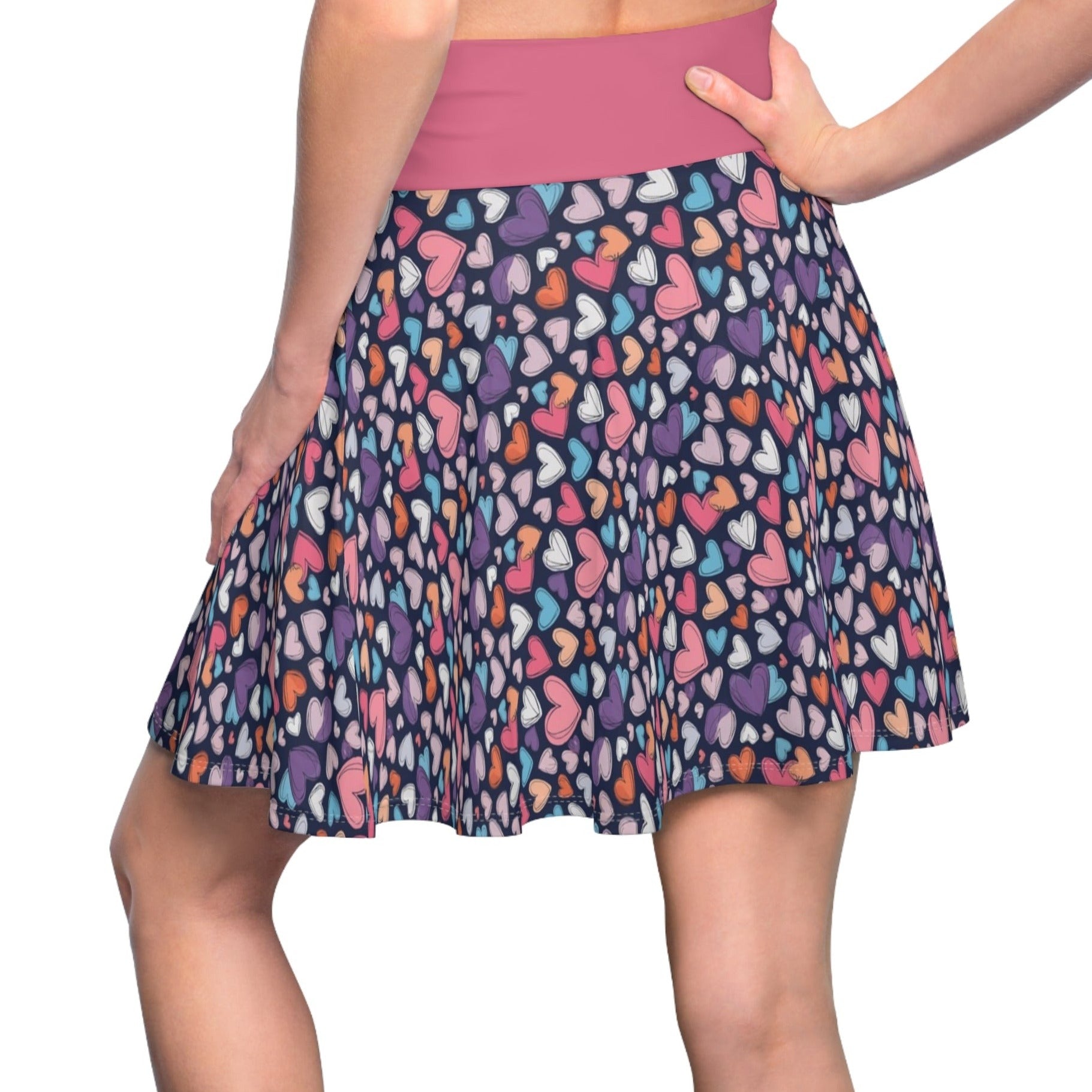Up-Hearted Hot Pink Women's Skater Skirt (AOP)