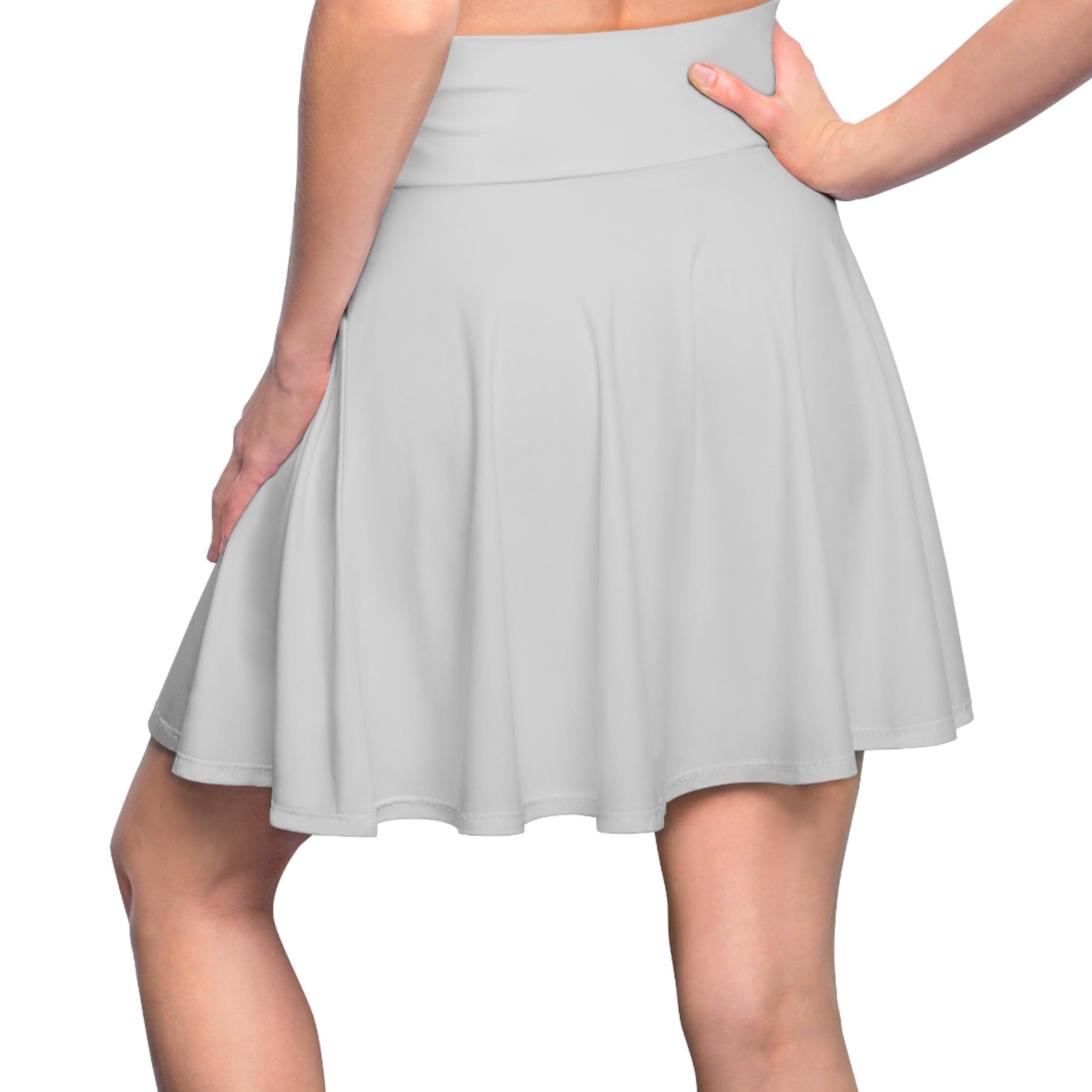 Up-Hearted Solid White Women's Skater Skirt (AOP)