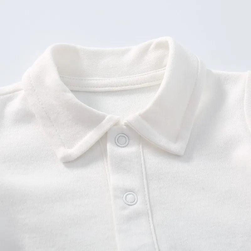 Classic Button up Long Sleeve Polo Romper - 4 Colors