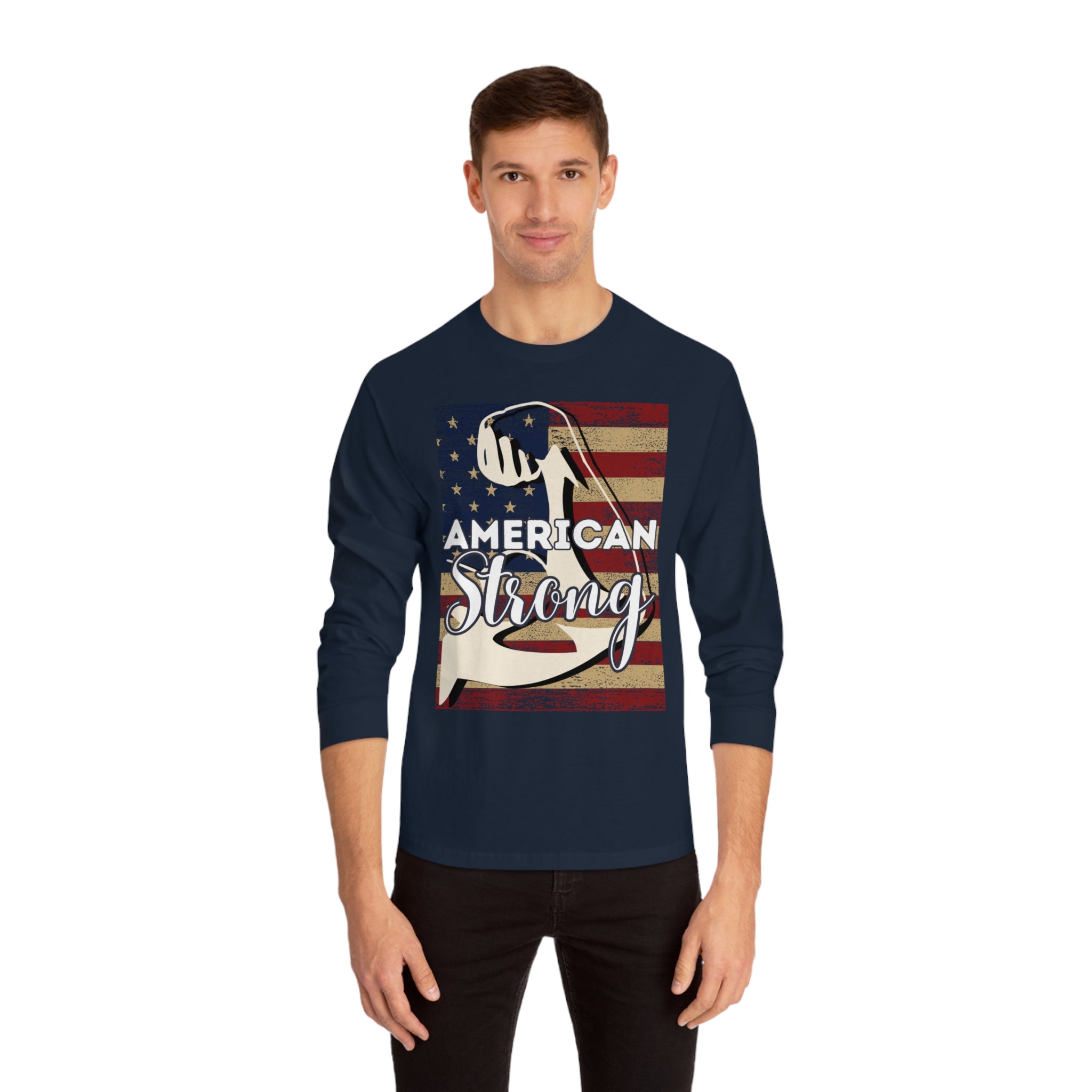 American Strong - Unisex Jersey Long Sleeve Tee - Spruced Roost