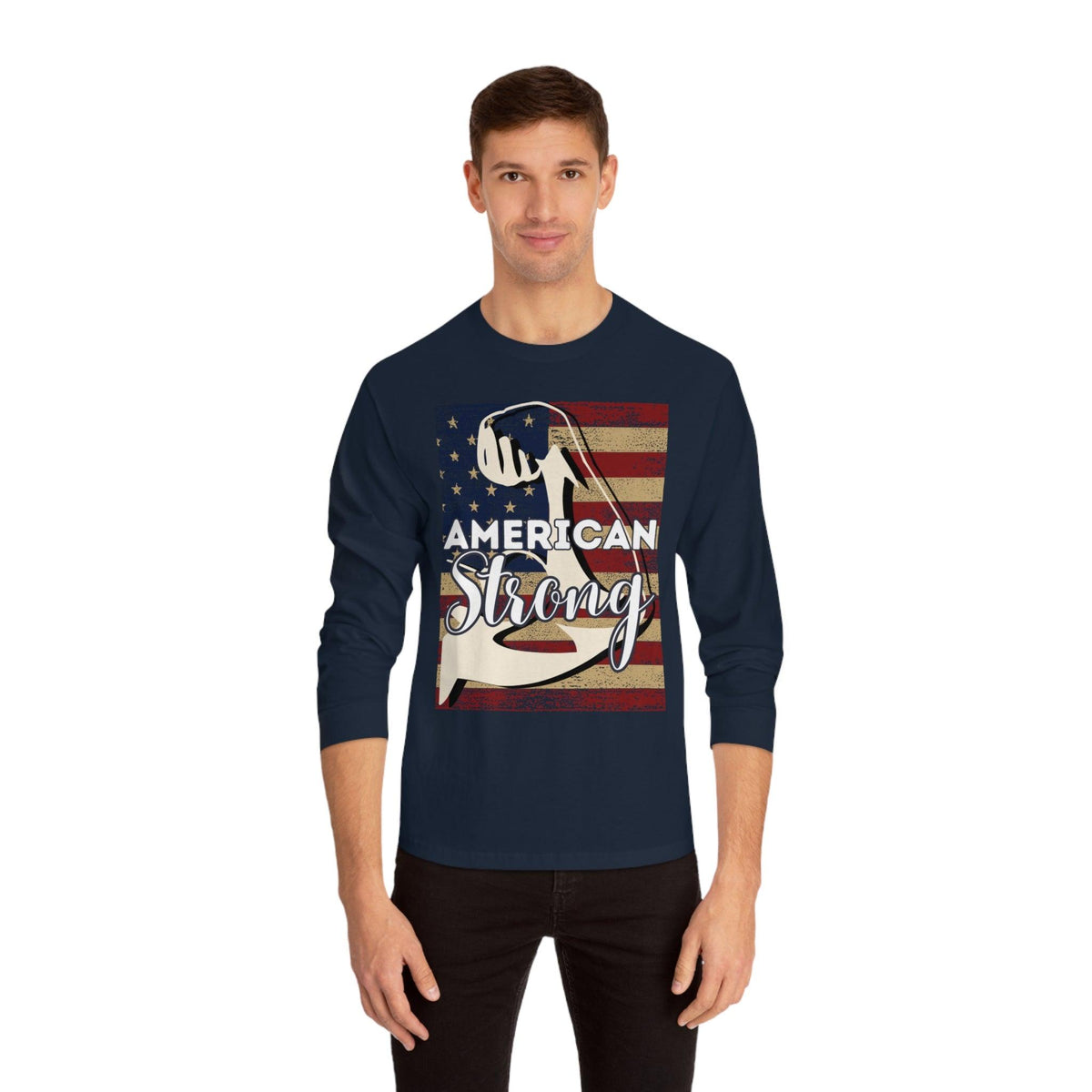 American Strong - Unisex Jersey Long Sleeve Tee - Spruced Roost