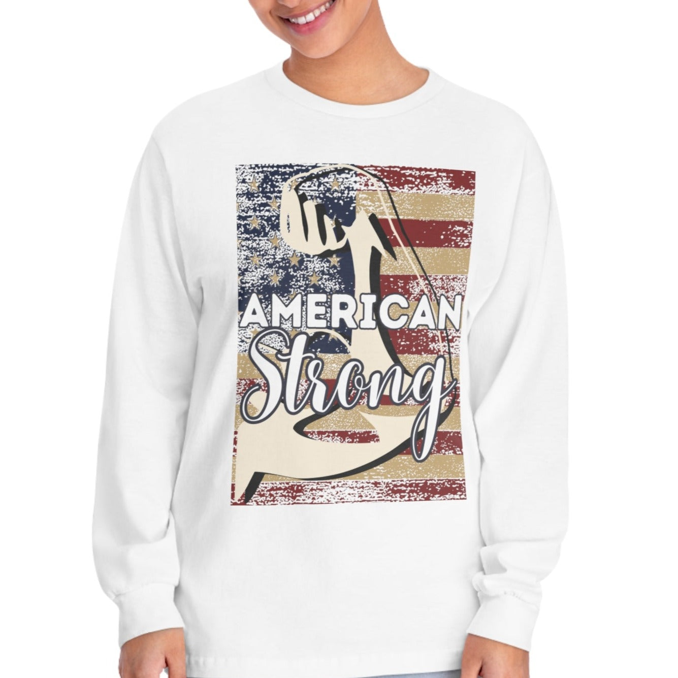 American Strong - Unisex Jersey Long Sleeve Tee - Spruced Roost