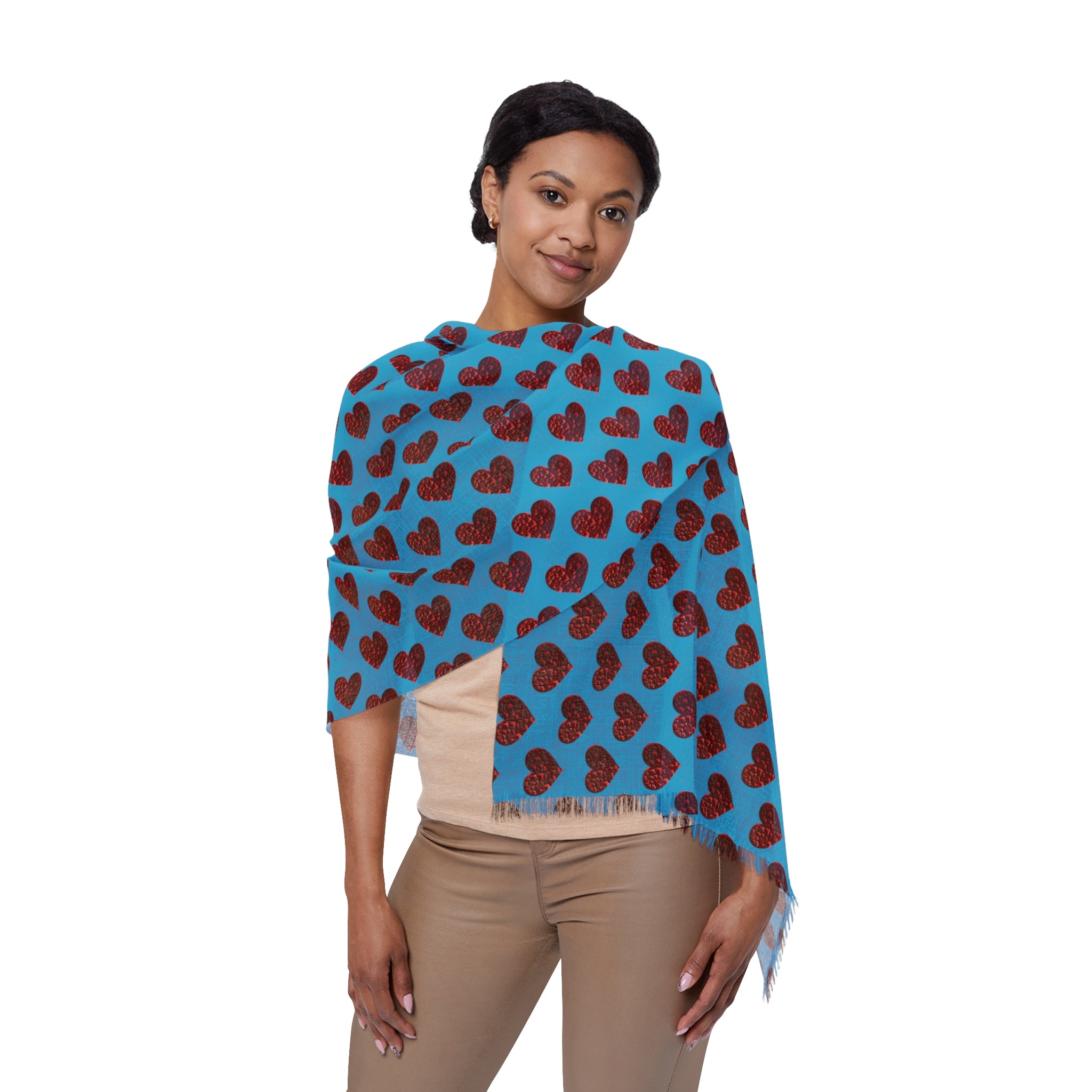 Teal Hearts Light Scarf