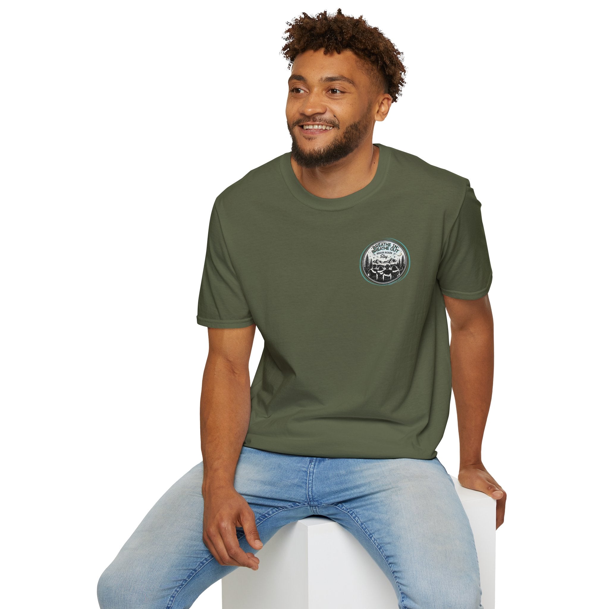 Breathe In, Breathe Out - Men's Unisex Sized Crew Graphic T-Shirt