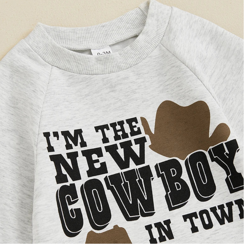 New Cowboy in Town - Romper Western Long Sleeve Onesie