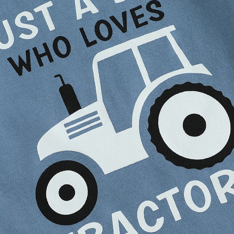 Toddler Boy Tractor Summer Outfits Short Sleeve Tops with Shorts Outfit