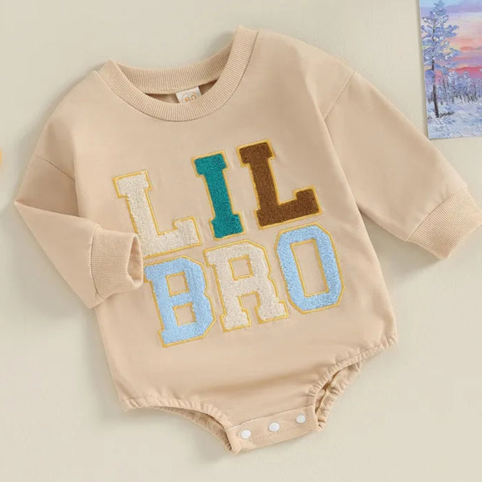 Lil' Bro Baby Boy Long-Sleeve Bodysuit – Soft Cotton Blend Romper