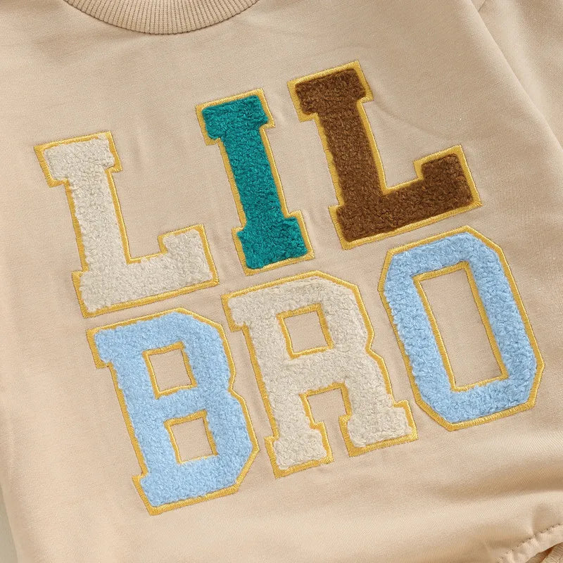 Lil' Bro Baby Boy Long-Sleeve Bodysuit – Soft Cotton Blend Romper