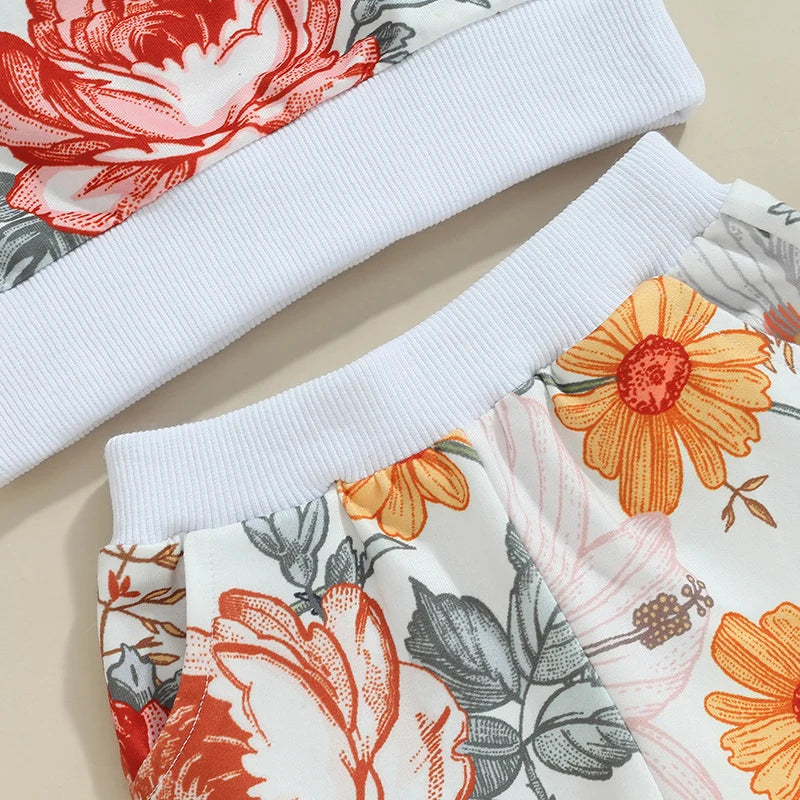 Floral Cute infant and Toddler Girls Sweat top and pant set 6mo-3T