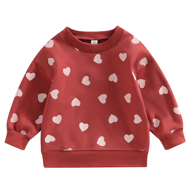Hearts Sweatshirt Heart Print Crew - Baby-Toddler Top