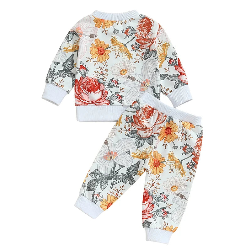 Floral Cute infant and Toddler Girls Sweat top and pant set 6mo-3T