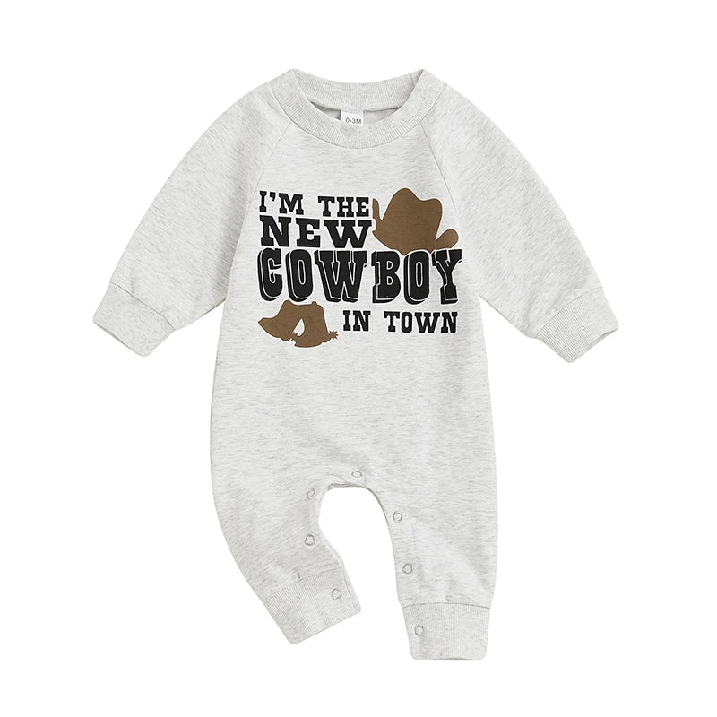 New Cowboy in Town - Romper Western Long Sleeve Onesie