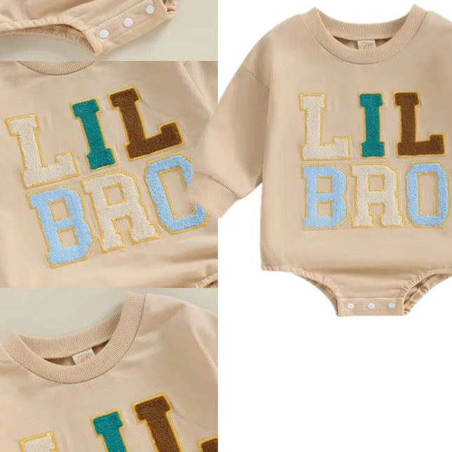 Lil' Bro Baby Boy Long-Sleeve Bodysuit – Soft Cotton Blend Romper
