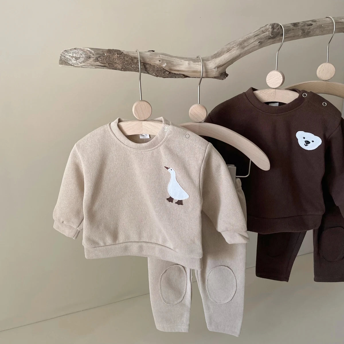 Infant Baby Boys Long Sleeve Goose & Bear 2pc Toddler Clothing