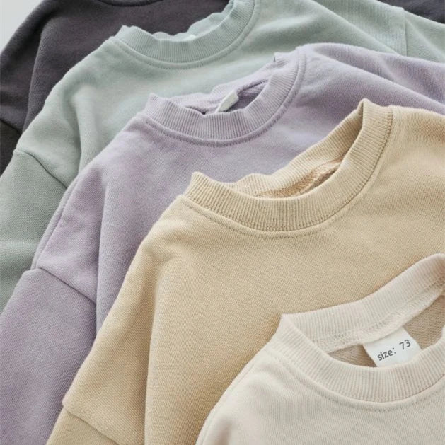 Round Neck Sweatshirt Unisex Snap Onesie - Spring Colors