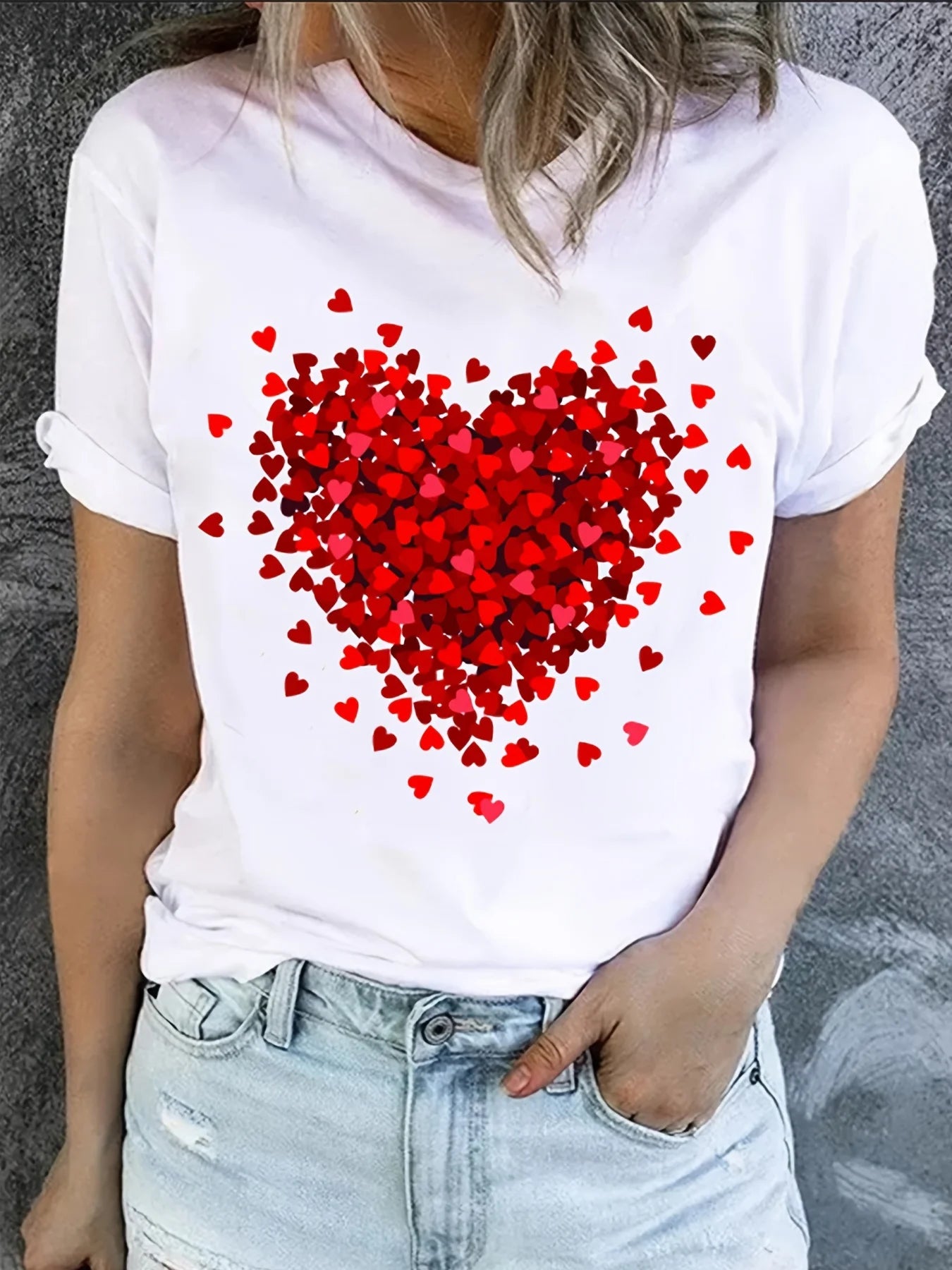 Heart Burst White T-Shirt For Valentine's Day