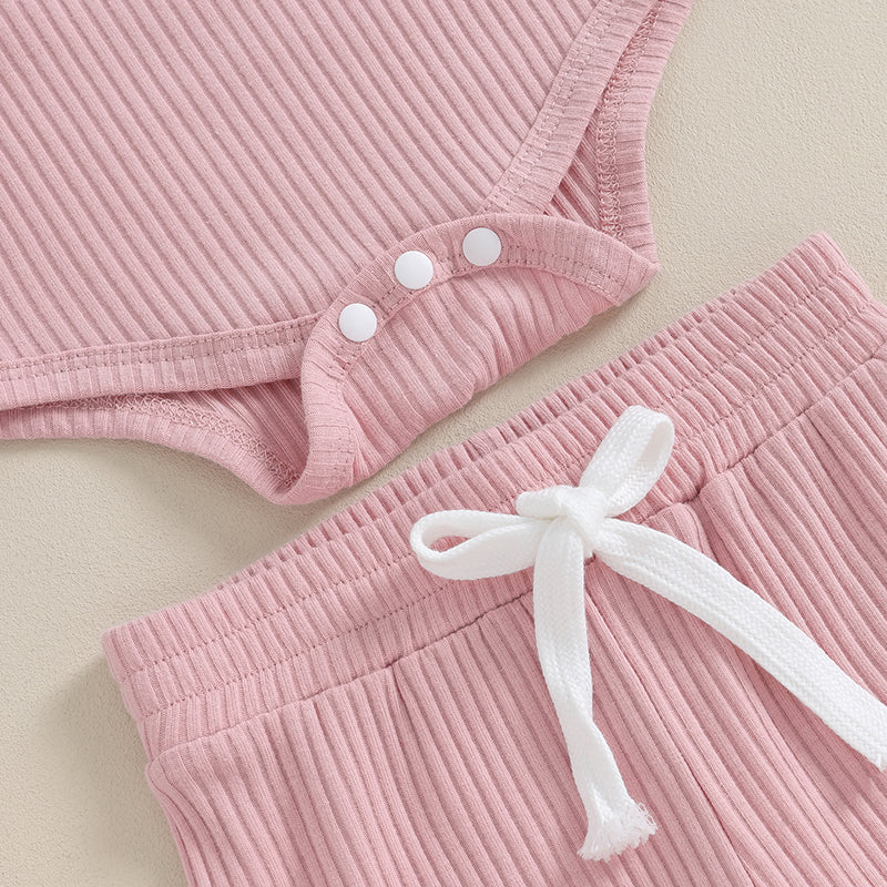 Daddy's Girl Ribbed Romper Ruffle Pants and top - NB - 18 Mo