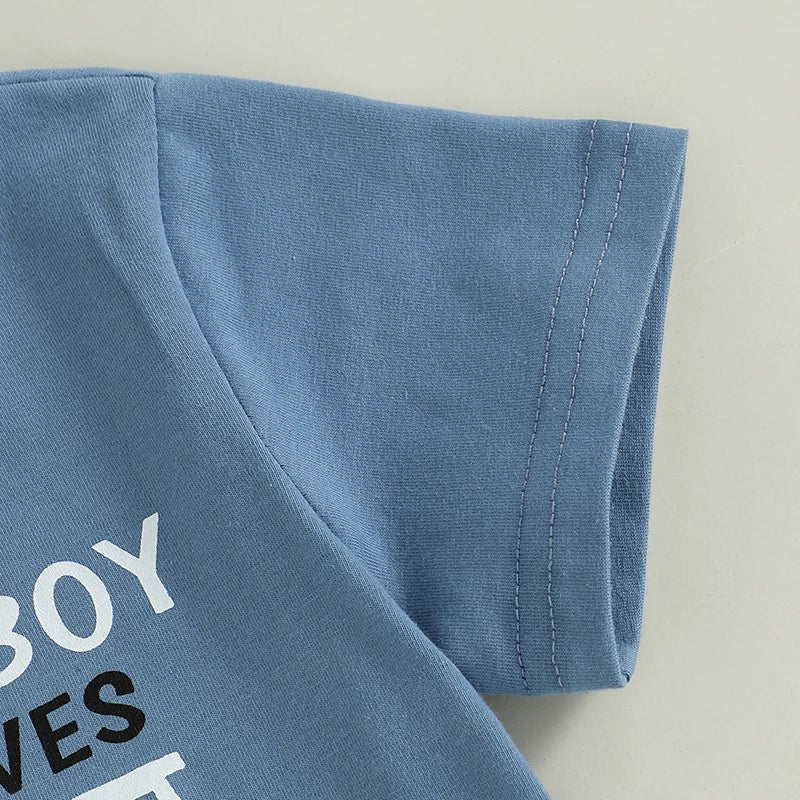 Toddler Boy Tractor Summer Outfits Short Sleeve Tops with Shorts Outfit