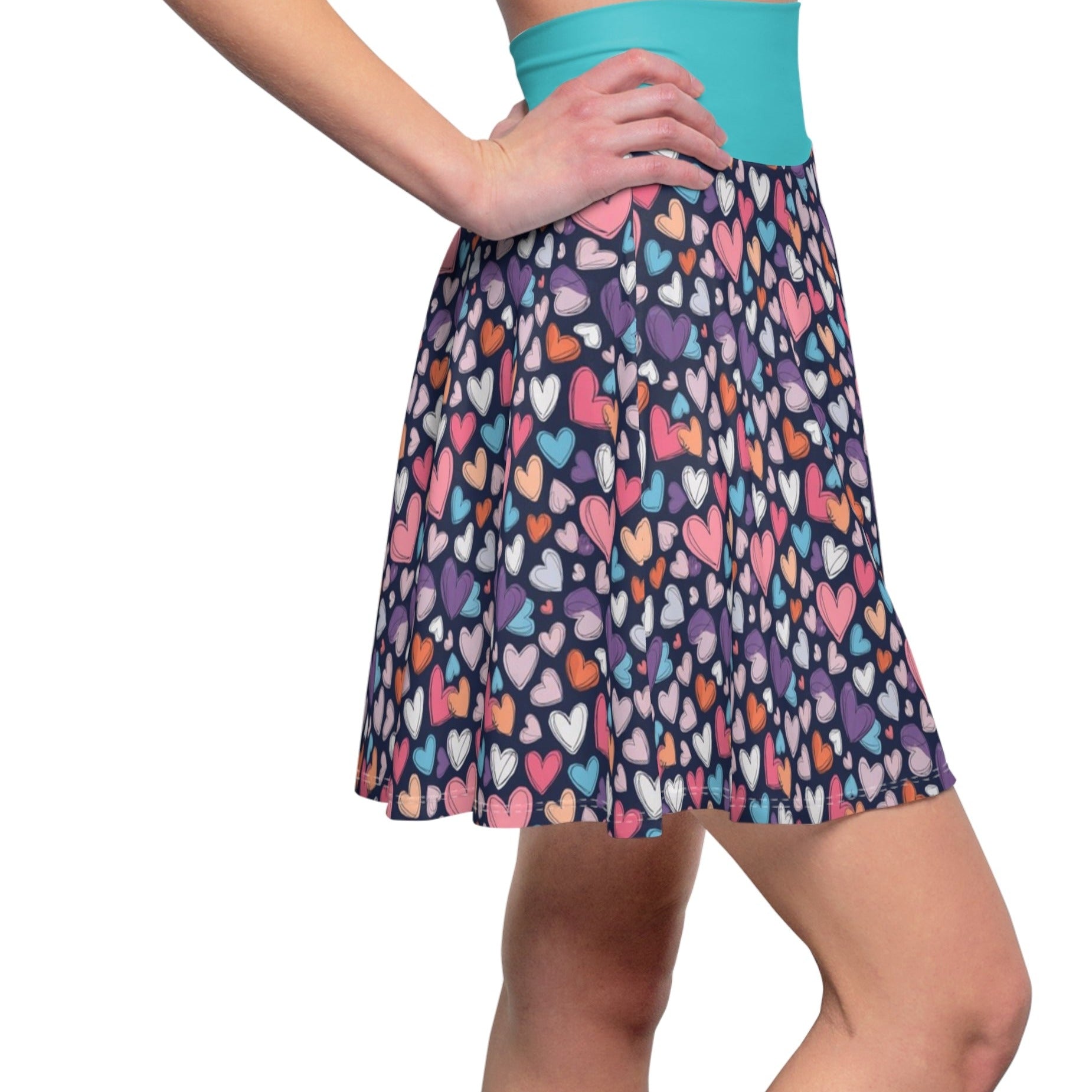 Up-Hearted Tahiti Blue Women's Skater Skirt (AOP)