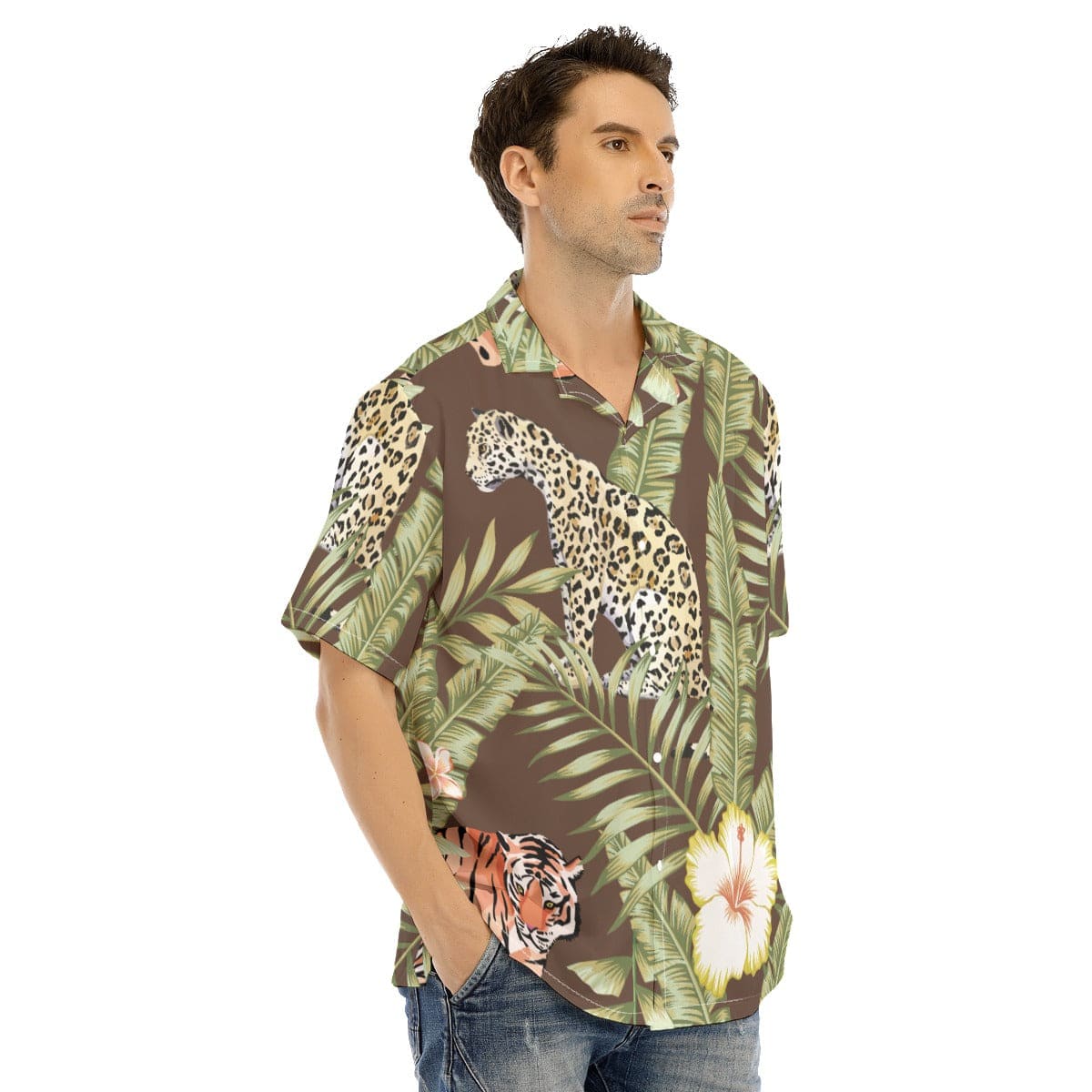 Yoycol 2XL / White All-Over Print Men's Hawaiian Shirt With Button Closure