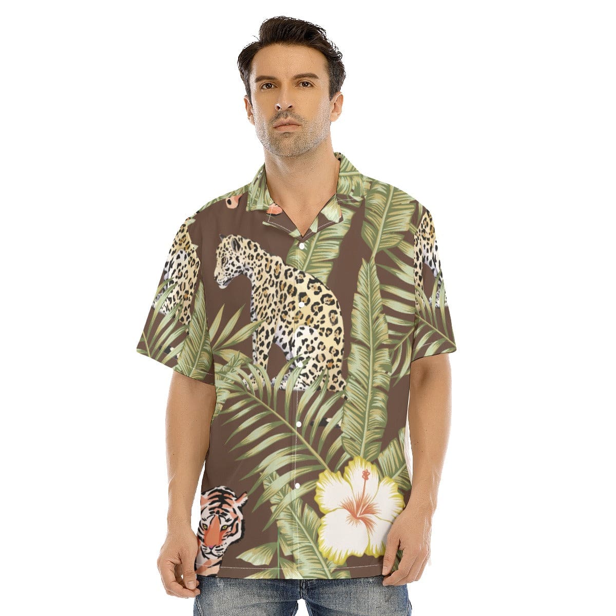 Yoycol All-Over Print Men's Hawaiian Shirt With Button Closure