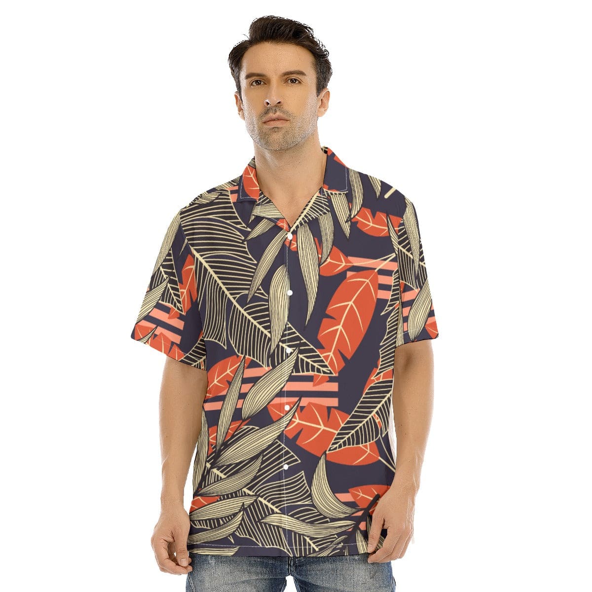 Yoycol All-Over Print Men's Hawaiian Shirt With Button Closure