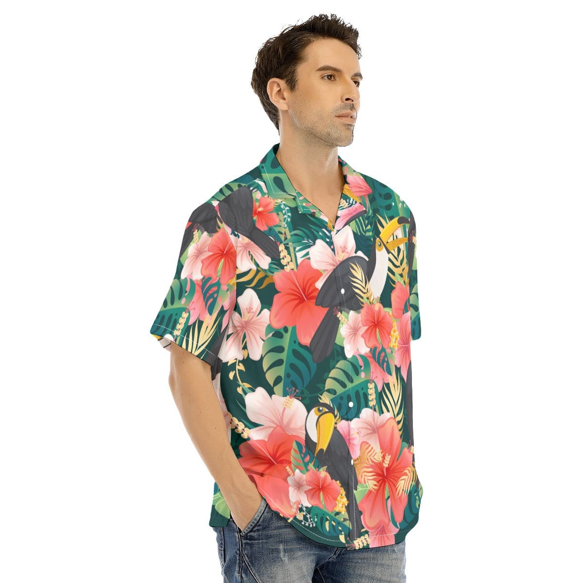 Yoycol All-Over Print Men's Hawaiian Shirt With Button Closure