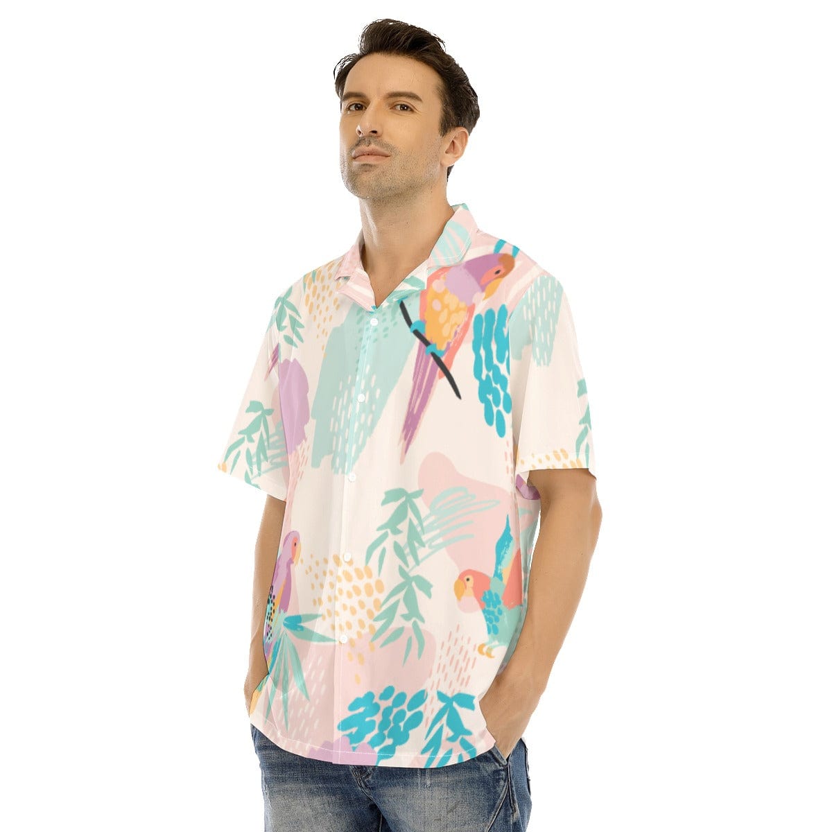 Yoycol All-Over Print Men's Hawaiian Shirt With Button Closure