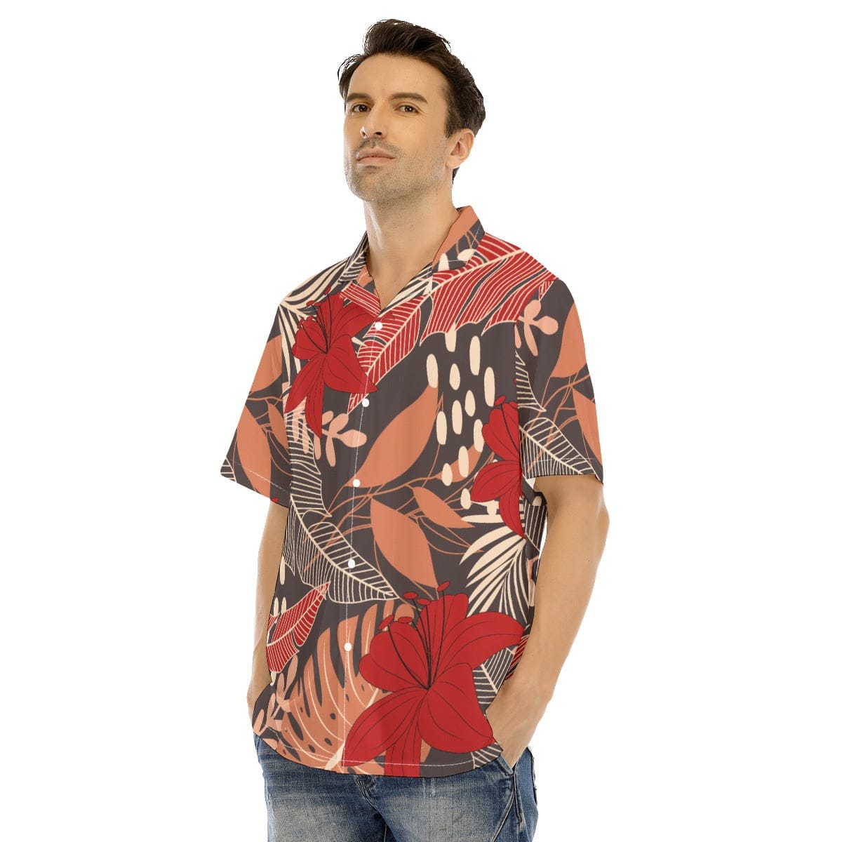 Yoycol All-Over Print Men's Hawaiian Shirt With Button Closure