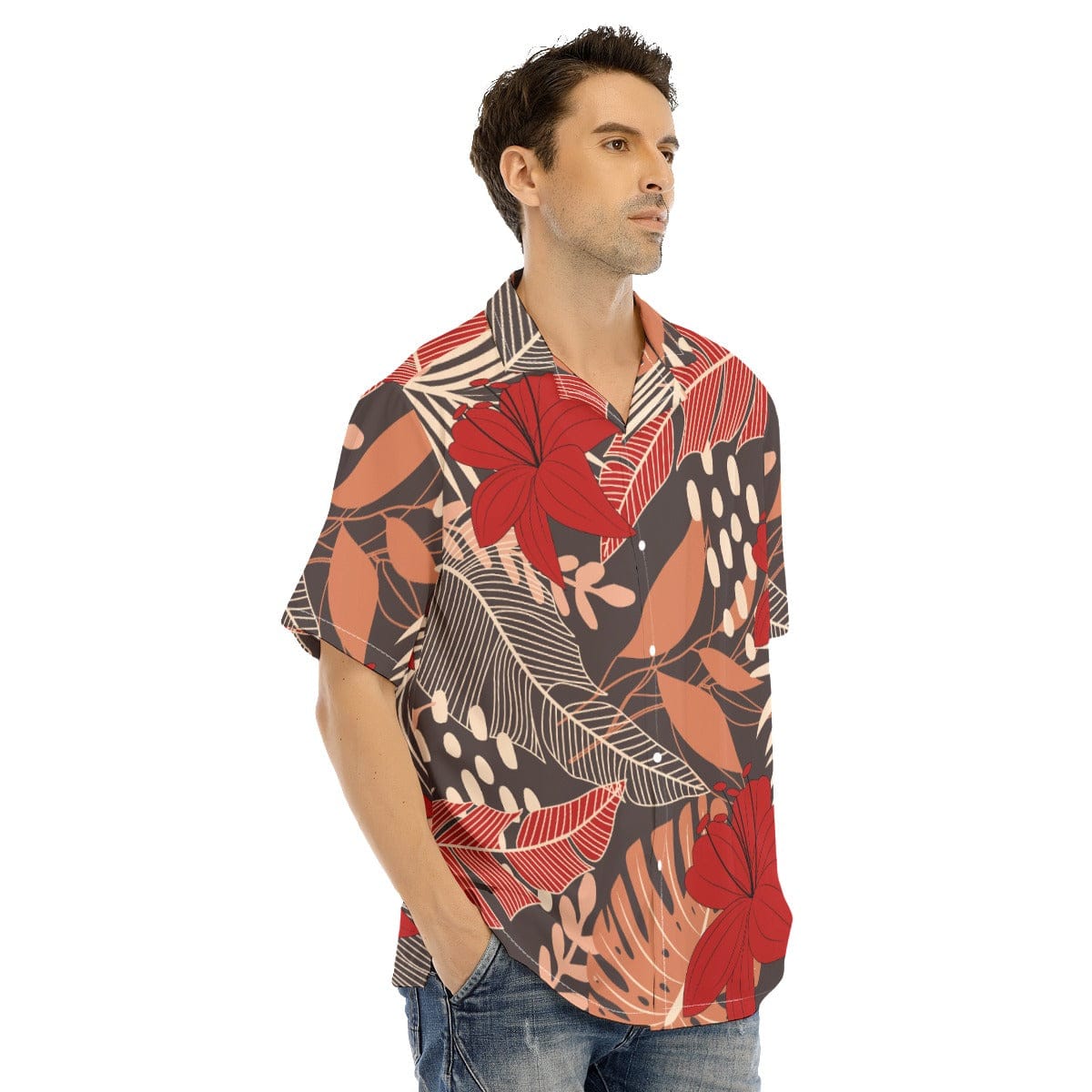 Yoycol All-Over Print Men's Hawaiian Shirt With Button Closure