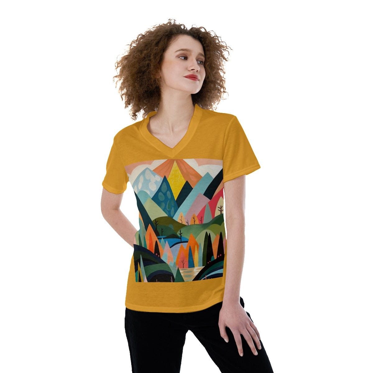 Yoycol All-Over Print V-neck Women's T-shirt