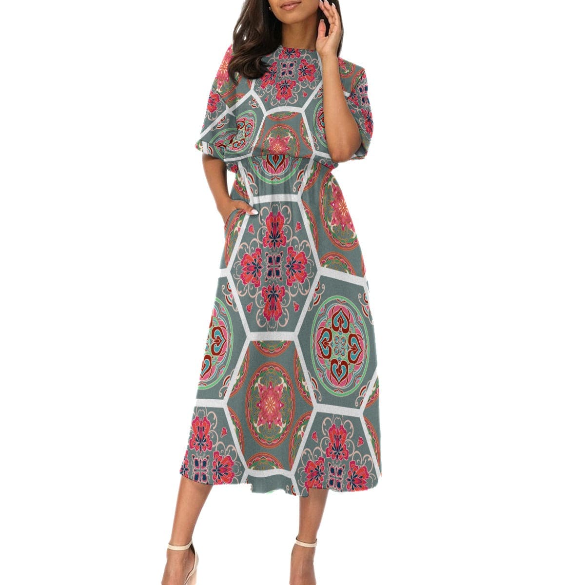 Yoycol All-Over Print Women's Elastic Waist Dress