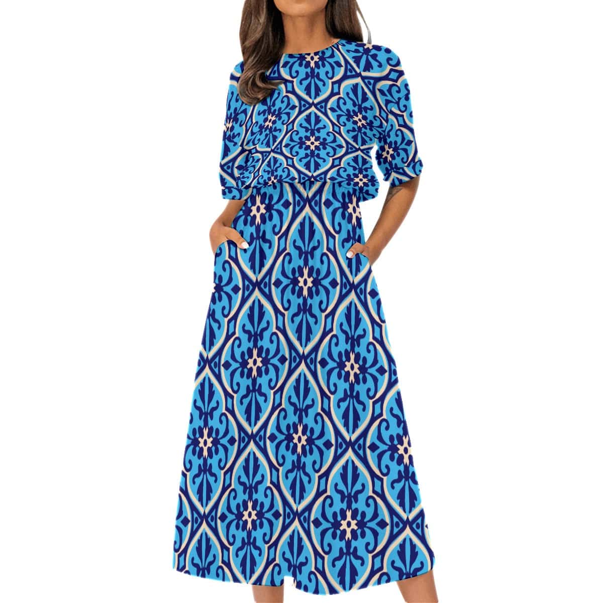 Yoycol All-Over Print Women's Elastic Waist Dress
