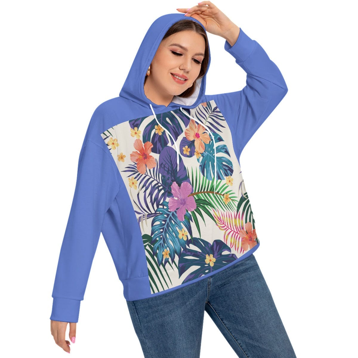 Yoycol All-Over Print Women's Long Sleeve Sweatshirt With Hood(Plus Size)