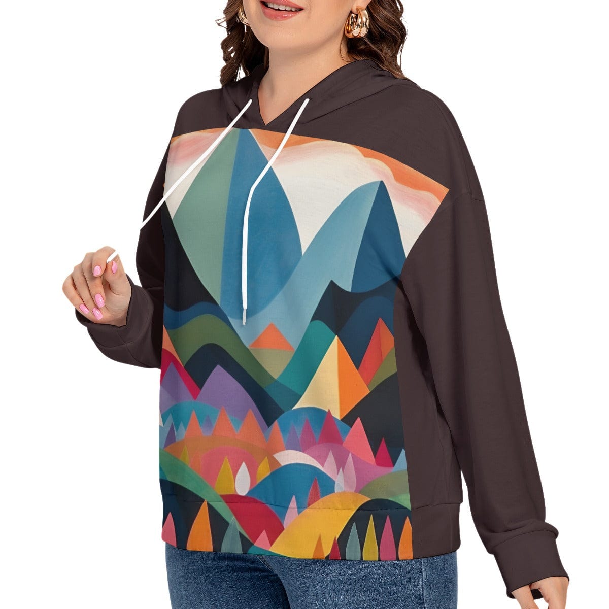 Yoycol All-Over Print Women's Long Sleeve Sweatshirt With Hood(Plus Size)