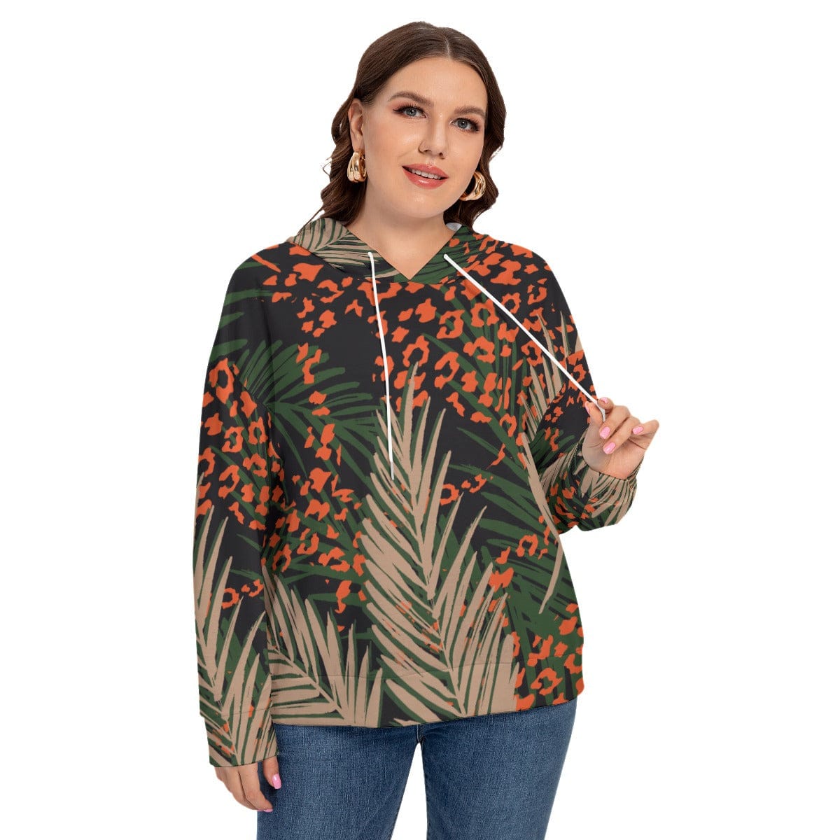 Yoycol All-Over Print Women's Long Sleeve Sweatshirt With Hood(Plus Size)