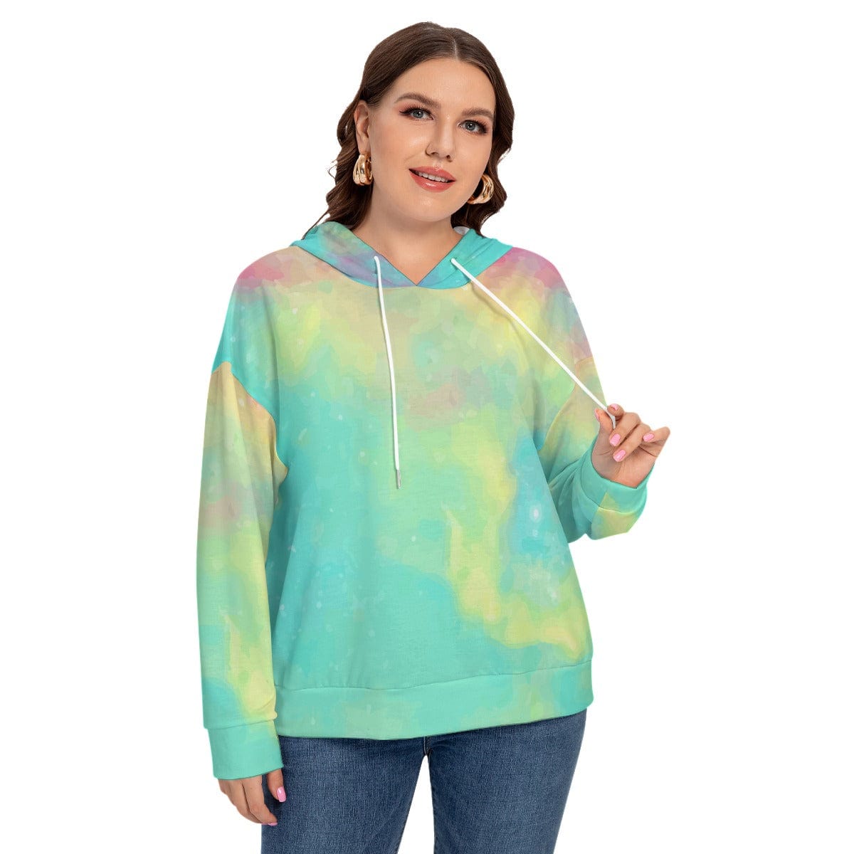 Yoycol All-Over Print Women's Long Sleeve Sweatshirt With Hood(Plus Size)