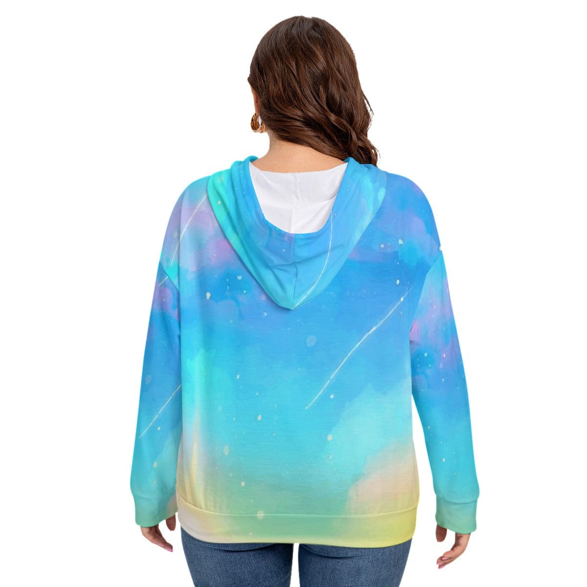 Yoycol 2XL / White All-Over Print Women's Long Sleeve Sweatshirt With Hood(Plus Size)