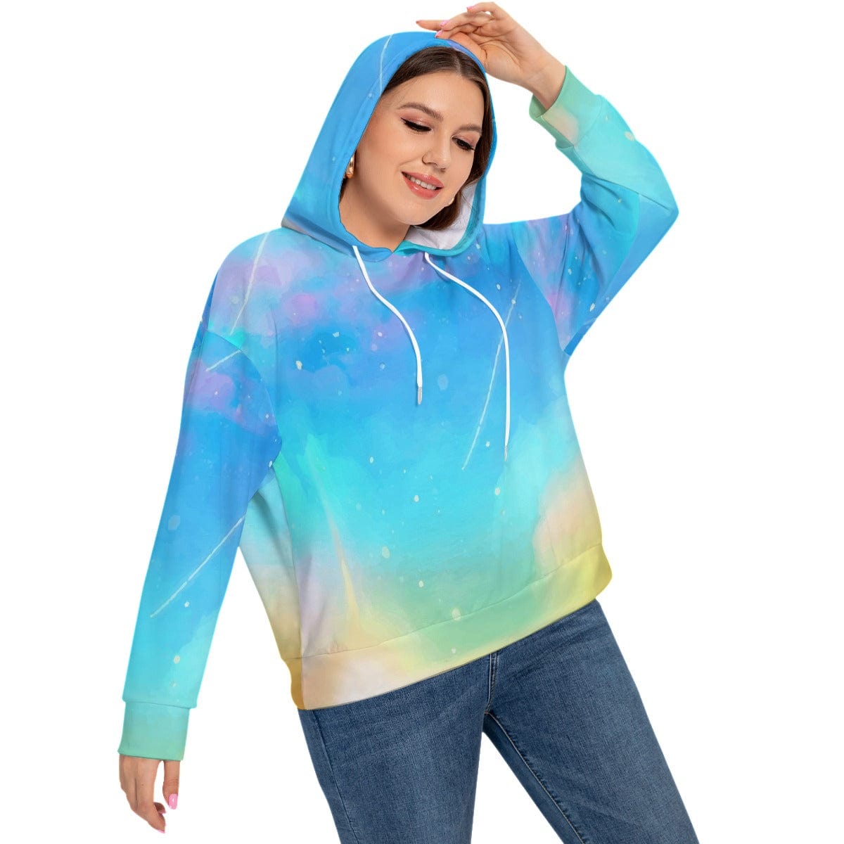 Yoycol All-Over Print Women's Long Sleeve Sweatshirt With Hood(Plus Size)