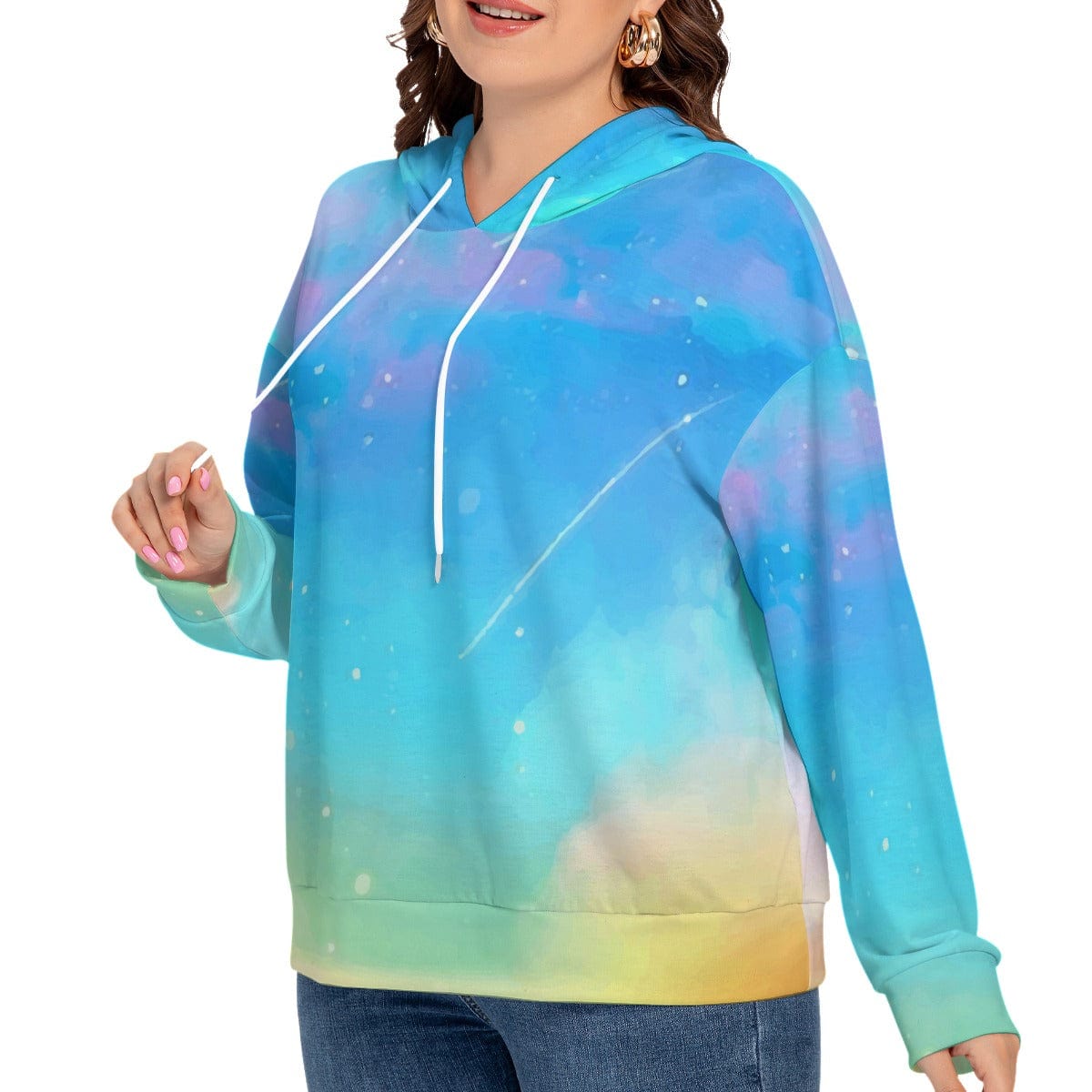 Yoycol All-Over Print Women's Long Sleeve Sweatshirt With Hood(Plus Size)
