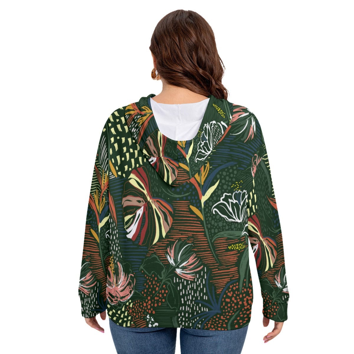 Yoycol All-Over Print Women's Long Sleeve Sweatshirt With Hood(Plus Size)