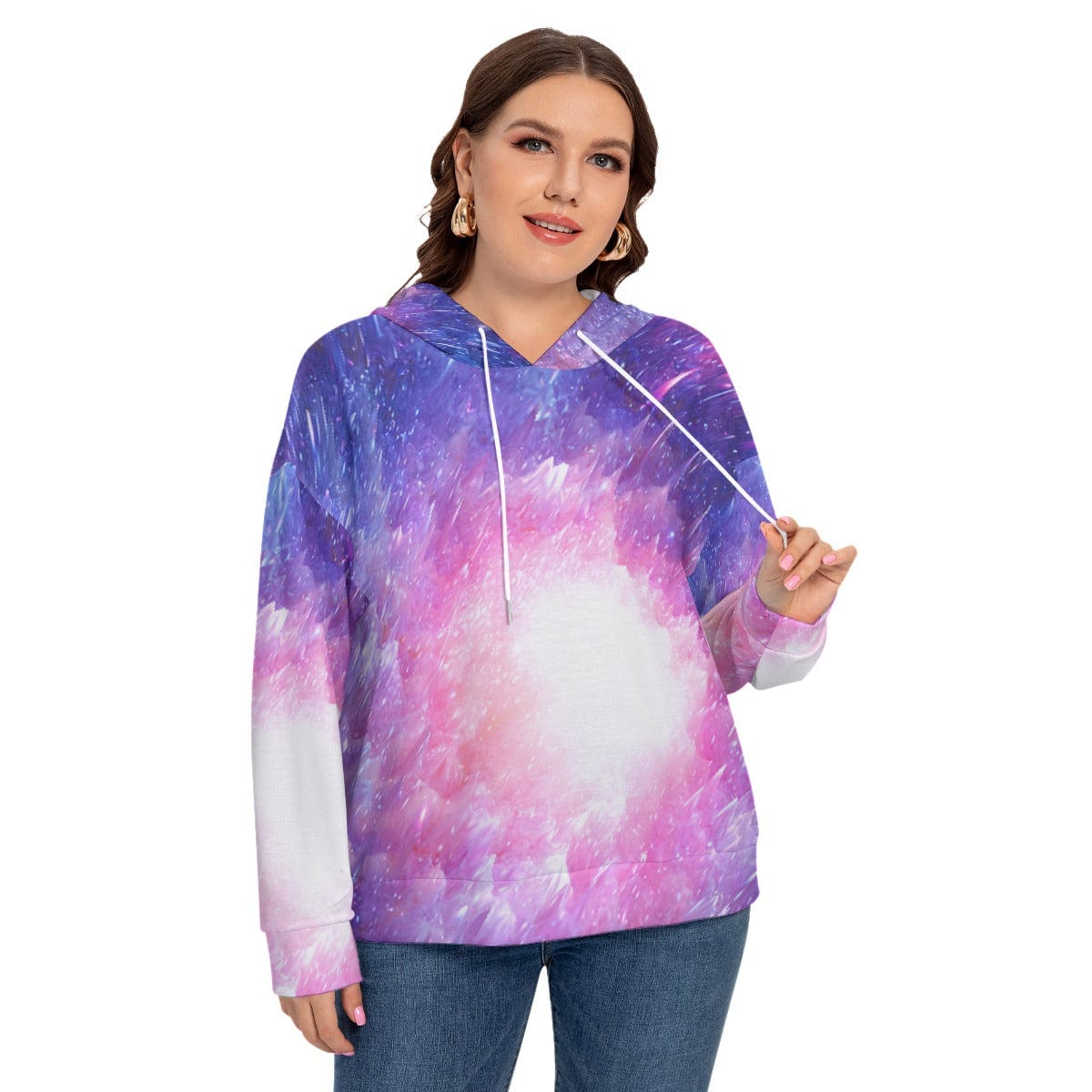 Yoycol All-Over Print Women's Long Sleeve Sweatshirt With Hood(Plus Size)