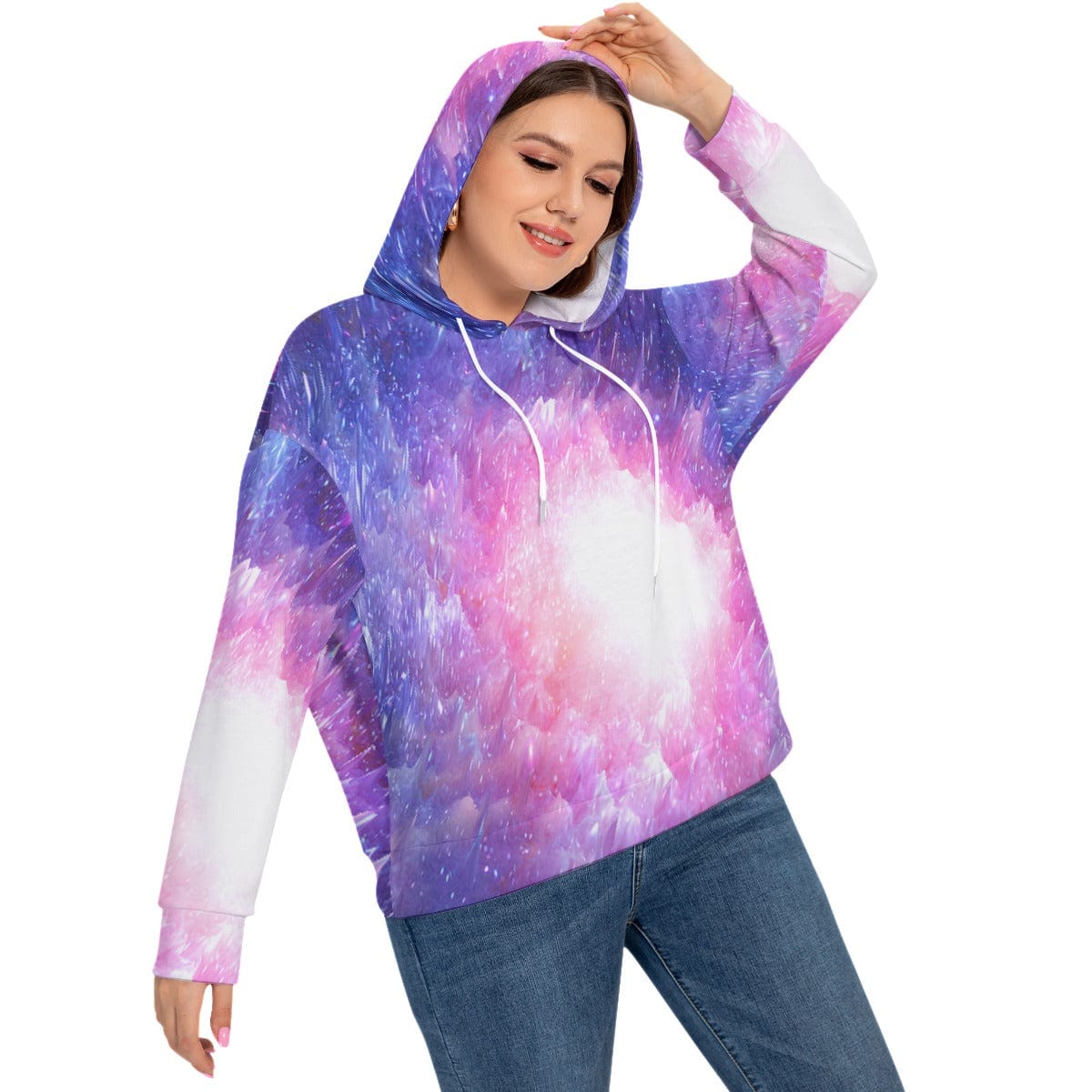 Yoycol All-Over Print Women's Long Sleeve Sweatshirt With Hood(Plus Size)