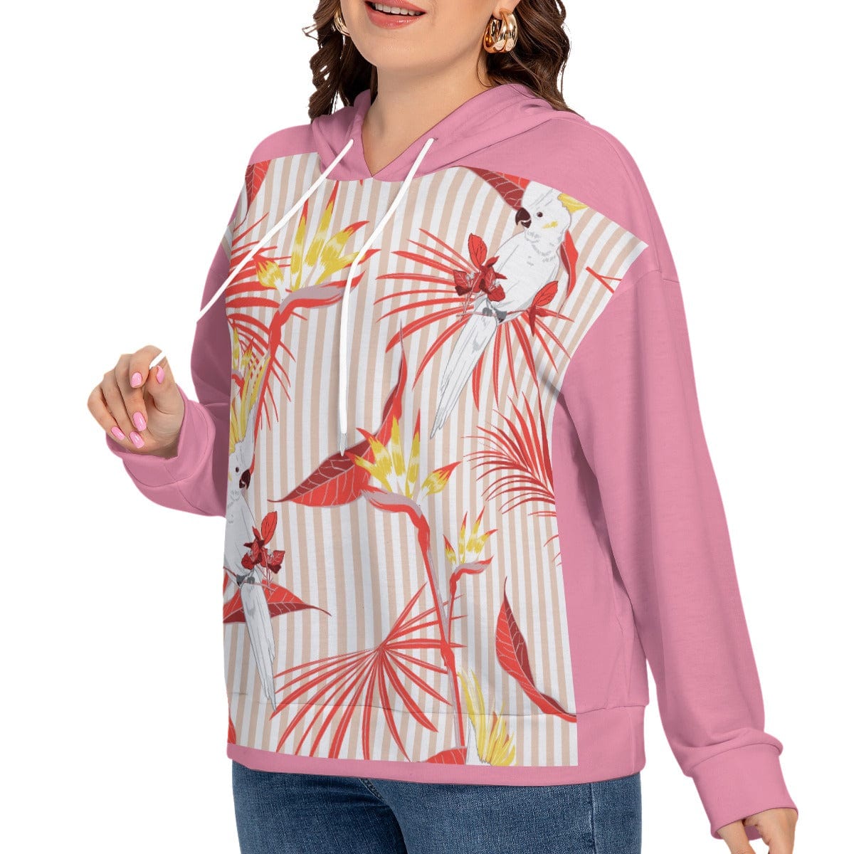 Yoycol All-Over Print Women's Long Sleeve Sweatshirt With Hood(Plus Size)