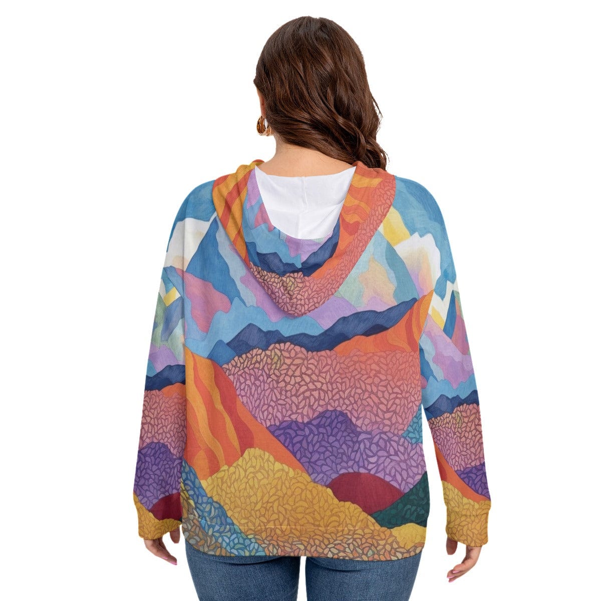Yoycol All-Over Print Women's Long Sleeve Sweatshirt With Hood(Plus Size)